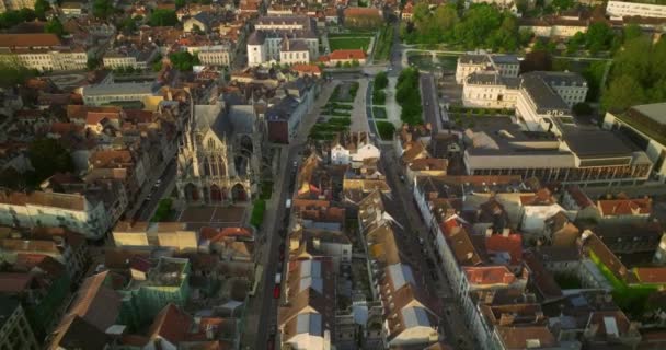 Drone View Ancient Beautiful French Medieval City Troyes Beautiful Architecture — Stock Video