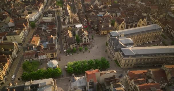 Dron Pohled Starobylé Krásné Francouzské Středověké Město Troyes Krásnou Architekturou — Stock video