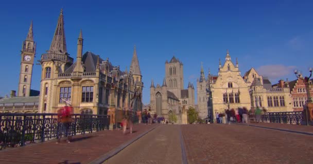Široký Záběr Město Gent Slavný Města Krajina Historické Památky Zřízení — Stock video