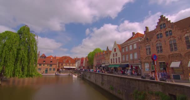 Tijdsverloop Populaire Belgische Stad Brugge Het Maken Van Oude Huizen — Stockvideo