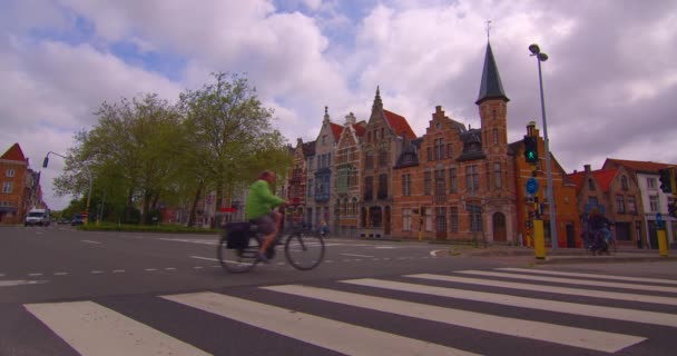 Brugge Bélgica Mayo 2023 Establishing Shot Monumentos Arquitectura Belga Brujas — Vídeo de stock