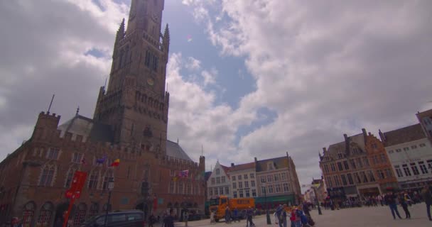 Brugge Bélgica Mayo 2023 Establishing Shot Monumentos Arquitectura Belga Brujas — Vídeo de stock