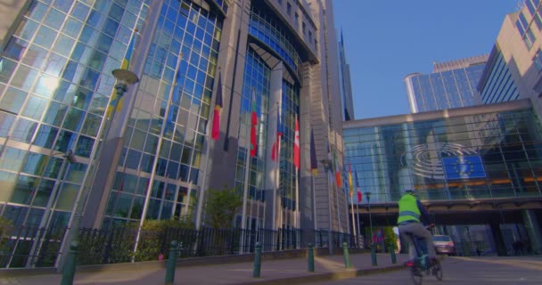 Bruxelles Belgio Maggio 2023 Istituzione Del Parlamento Europeo Bruxelles Edifici — Video Stock