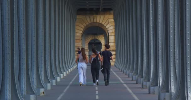 Párizs Franciaország 2023 Június Pont Bir Hakeim Passy Híd Keresztezi — Stock videók