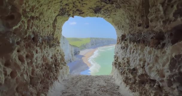 City Etretat Located Coast English Channel Widely Known Its Picturesque — Stock Video