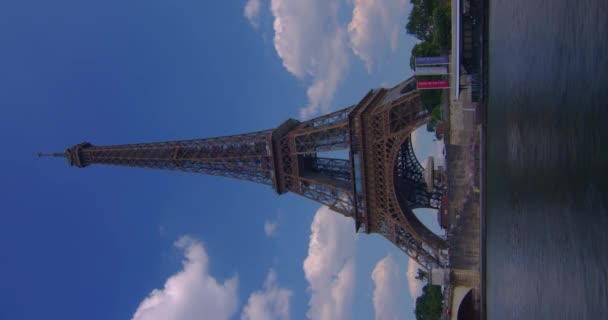 Vidéo Verticale Célèbre Place Avec Tour Eiffel Arrière Plan Laps — Video
