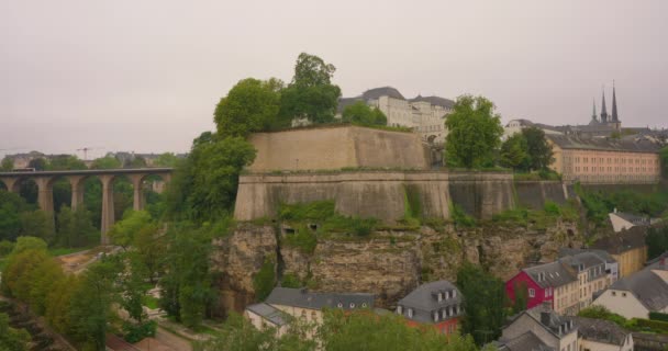 Vista Panorámica Ciudad Luxemburgo Centro Ciudad — Vídeos de Stock