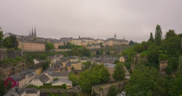 Luxemburg Historisches Stadtzentrum Morgen — Stockvideo
