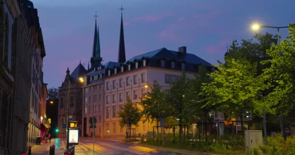 Luxemburgo Cidade Luxemburguesa Durante Horas Noite — Vídeo de Stock