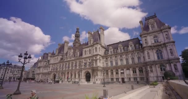 Париж Франция Ратуша Париже Известная Hotel Ville Размещается Местная Администрация — стоковое видео