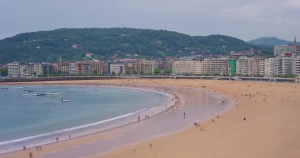 San Sebastián España Toma Del Timelapse Del Panorama Playa San — Vídeos de Stock