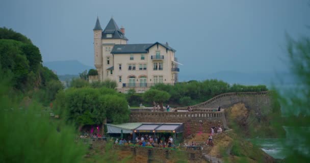 Όμορφο Τεράστιο Σπίτι Που Μοιάζει Κάστρο Στην Πόλη Biarritz Στη — Αρχείο Βίντεο