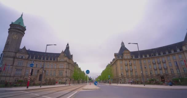 Люксембург Люксембург Центр Міста Автомобілем Тімелапсе — стокове відео