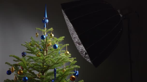Sapin Noël Décoré Pour Les Vacances Nouvel Sous Lumière Une — Video
