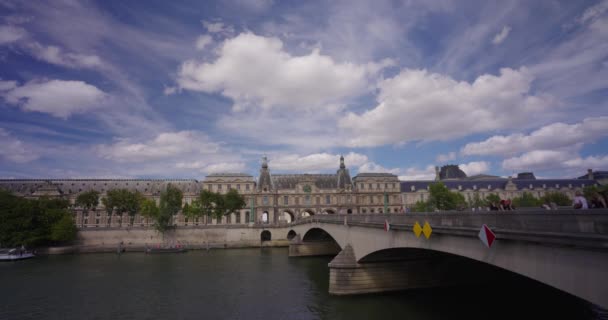 Tourist Center Paris Seine River French City Summer Capital France — Stock Video