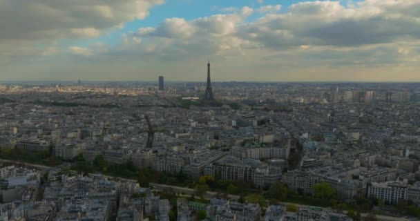 Καθιέρωση Στιγμιότυπου Του Παρισιού Γαλλία Εναέρια Drone Μακρινό Ηλιοβασίλεμα Θέα — Αρχείο Βίντεο