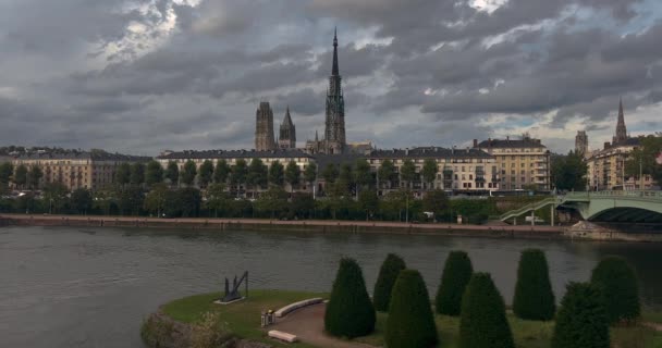 Ruão Cidade Medieval Tradicional França Casas Medievais Sua Fachada Rouen — Vídeo de Stock