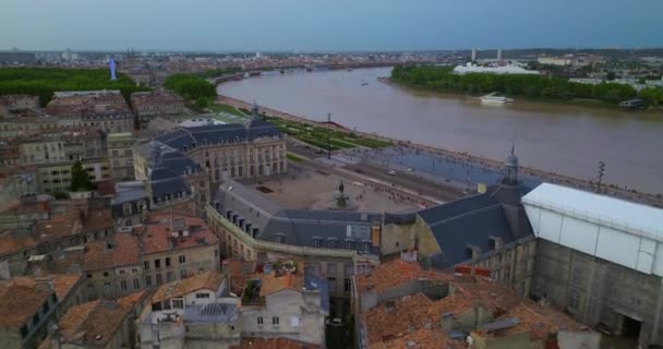Vue Aérienne Place Bourse Coucher Soleil Bordeaux France — Video