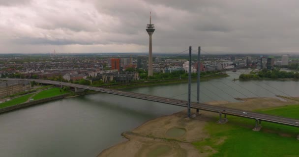 Création Fusillage Düsseldorf Allemagne Drone Prise Vue Aérienne Des Rues — Video