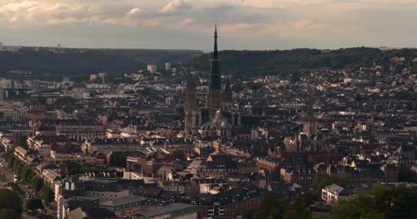 Руан Традиционный Средневековый Город Франции Средневековые Дома Фасад Руане Нормандия — стоковое видео