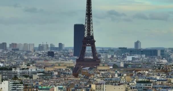 Gros Plan Tour Eiffel Sur Drone Une Hauteur Panorama Aérien — Video