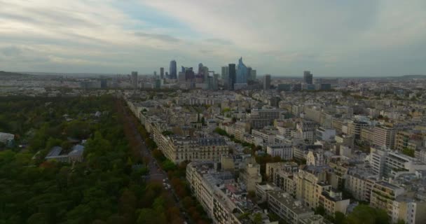 Paris Şehrinde Defense Hava Manzarası Bölgesi Güneşli Bir Günde Fransa — Stok video
