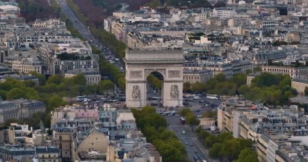 Aufnahmen Von Den Straßen Von Paris Drohnenaufnahmen Französischer Straßen Sind — Stockvideo