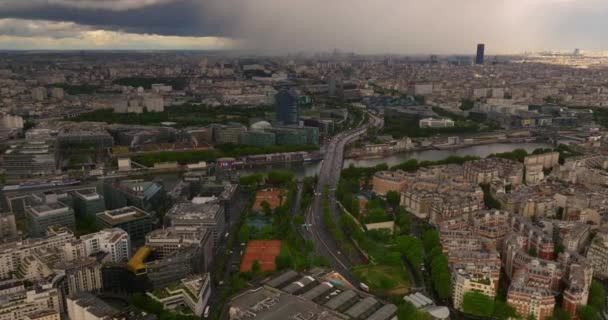Establishing Shot Streets Paris Drone Shot French Streets Full Cars — Stock Video