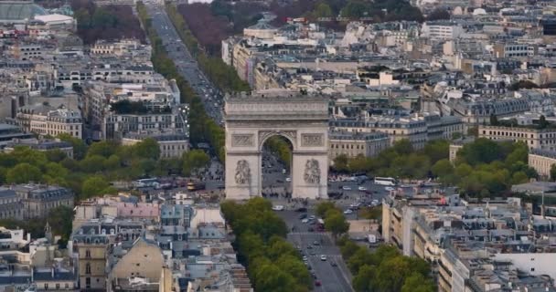 Aufnahmen Von Den Straßen Von Paris Drohnenaufnahmen Französischer Straßen Sind — Stockvideo