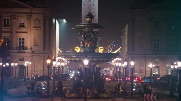 夜市景观与街灯 欧洲中部首府巴黎的夜生活 法国巴黎市中心的夜灯装饰 — 图库视频影像