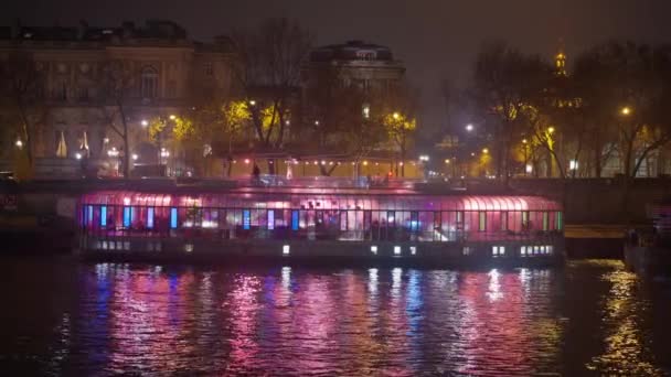 Paisaje Nocturno Con Farolas Vida Nocturna Centro Europa Capital París — Vídeo de stock