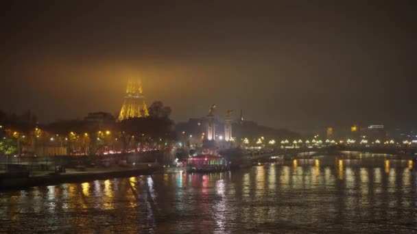 Paisagem Noturna Cidade Com Luzes Rua Vida Noturna Centro Europa — Vídeo de Stock