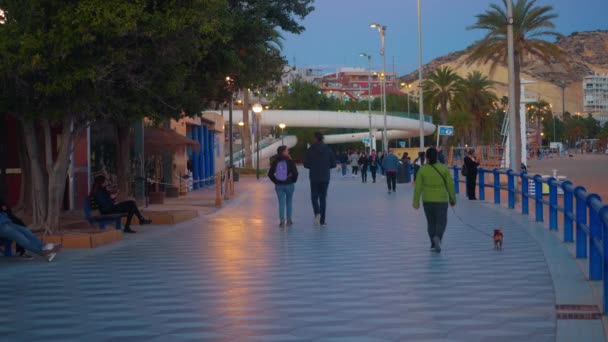 Alicante Spanien December 2023 Folkets Allé Folk Går Livlig Gata — Stockvideo