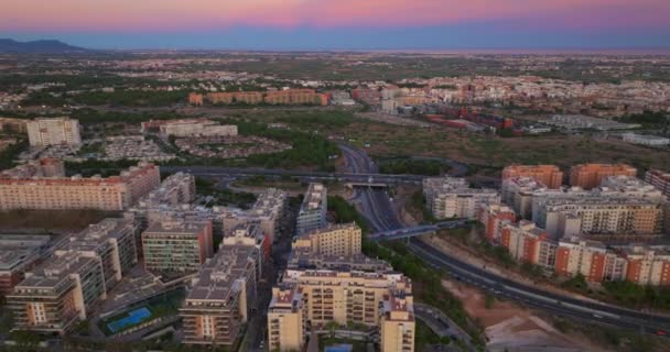 Establecimiento Tiro Valencia España Drone Volando Sobre Ciudad Drone Vista — Vídeo de stock