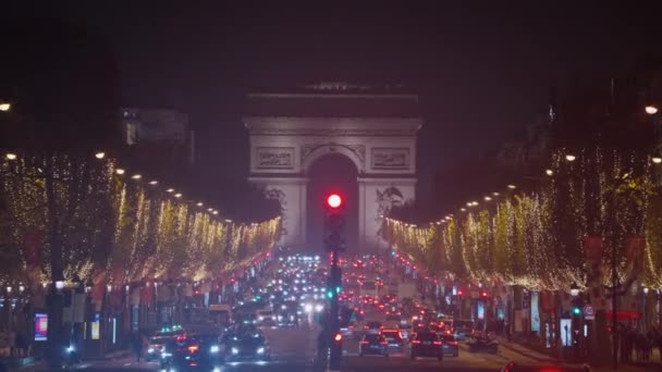 Night City Landscape Street Lights Nightlife Center Europe Capital Paris — Stock Video