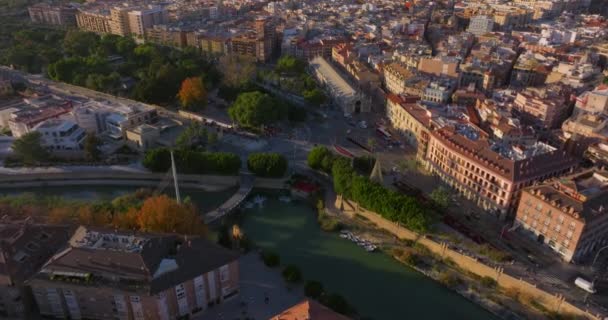 Αεροφωτογραφία Του Κέντρου Της Ευρωπαϊκής Πόλης Murcia Ισπανία Εντοπίζω Εναέρια — Αρχείο Βίντεο