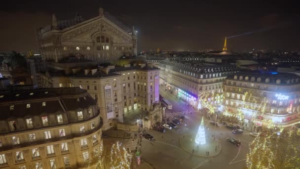 Paris France January 2024 Parisian Street Decorated Christmas Glowing Decorations — Stock Video
