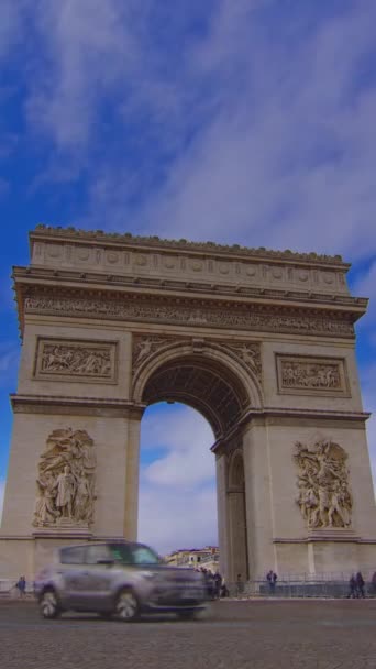 Video Verticale Parigi Francia Arco Trionfo Famoso Punto Riferimento Attrazione — Video Stock