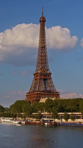 Függőleges Felvételek Eiffel Torony Történetéhez Felvételeihez Híres Párizsi Eiffel Torony — Stock videók