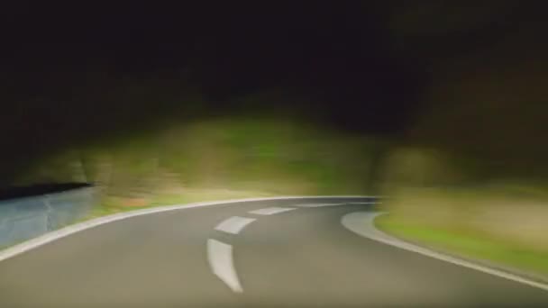 Timelapse Szybkiej Nocnej Wycieczki Przez Tunele Madery Widok Przedniej Szyby — Wideo stockowe