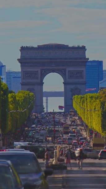 Paříž Francie Časový Odstup Vertikální Město Panorama Timelapse Ulicí Architekturou — Stock video