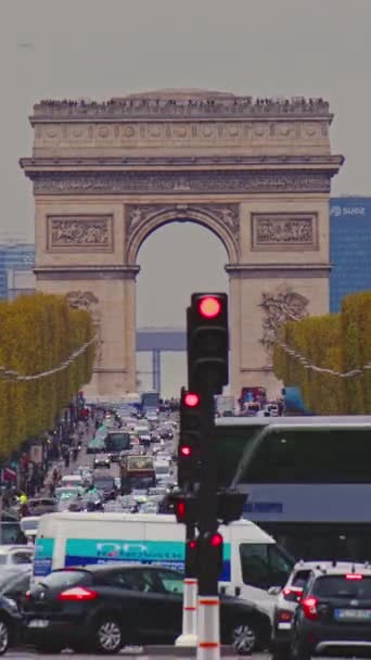 Paryż Francja Time Lapse Pionowa Panorama Miasta Timelapse Ulicy Budynku — Wideo stockowe
