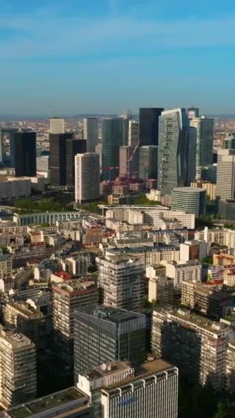 Vídeo Vertical Vista Aérea Vista Panorámica Aérea Ciudad París Moderno — Vídeo de stock