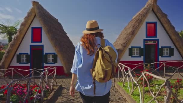 Kamera Sleduje Turistku Batohem Cestovatel Turisty Rád Přírodu Život Cestování — Stock video