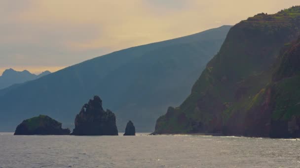 Arco Ilheus Rib Costa Ribeira Janela Atardecer Madeira Portugal — Vídeos de Stock