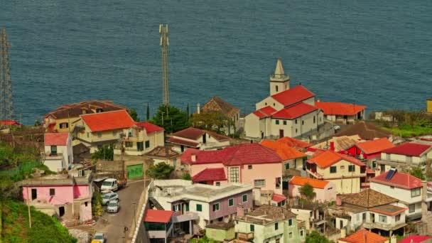 Luftaufnahme Des Dorfes Seixal Auf Der Insel Madeira Portugal — Stockvideo