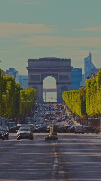 Paryż Francja Time Lapse Pionowa Panorama Miasta Timelapse Ulicy Budynku — Wideo stockowe