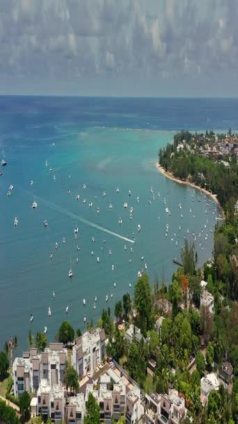 Port Louis Mauritius Drone Flight Tropical Island Indian Ocean View — Stock Video