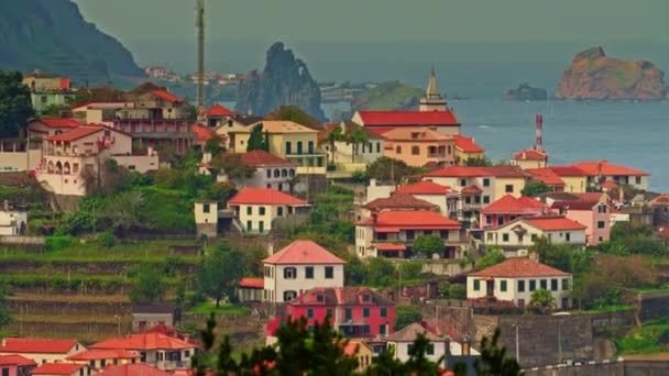 Luftaufnahme Des Dorfes Seixal Auf Der Insel Madeira Portugal — Stockvideo