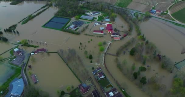 Aerial View Floods France Yonne River Flood Natural Disaster Water — Stock Video